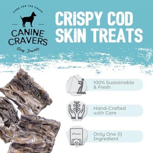 Canine Cravers Single Ingredient Dog Treats - Wild Caught Crispy Cod Skins, 4oz