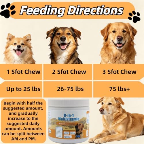 8-in-1 Multivitamin Supplement for Dogs, Dog Vitamins for Joints Health