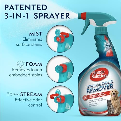 Simple Solution Pet Stain & Odor Remover, Enzyme Stain Cleaner, 32oz