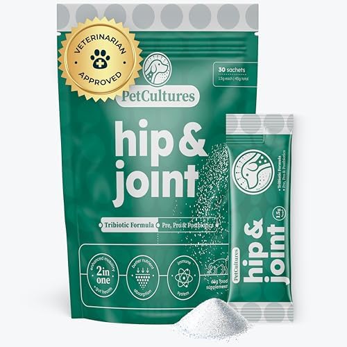 PetCultures Hip & Joint Tribiotic Dog Supplement Powder – Glucosamine, Chondroitin, MSM, and Gut-Joint Axis Support (10)