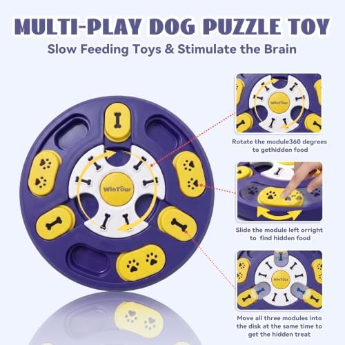 WinTour Dog Puzzle Toy,Interactive Dog Toys & Dog Puzzles for smart Dogs | Snack-Dispense,Mental Stimulation and IQ Treat Puzzle Toys for Small Medium Large Dogs Cats,Non-Slip, Easy to Clean-RoyalBlue
