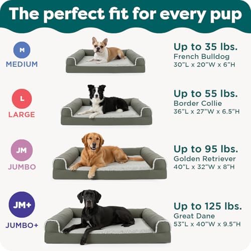 FurHaven Cooling Gel Dog Bed for Large Dogs, L-Shaped Chaise with Cool Gel-Top Foam with a Solid Orthopedic Foam Base for Joint Support, Removable Washable Cover, Jumbo XL, Plush & Suede, Stone Gray