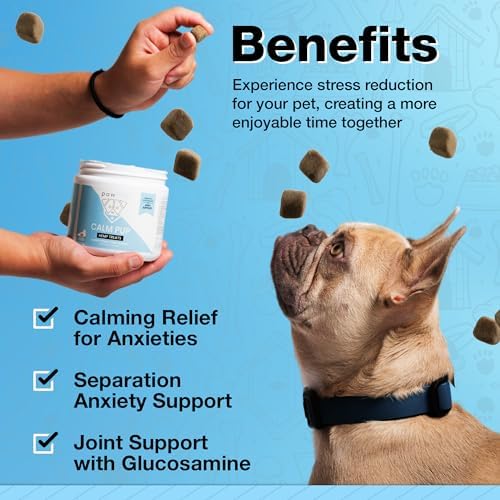 Calming Chews with Organic Hemp Oil| Dog Anxiety Relief & Travel Friendly| Glucosamine to
