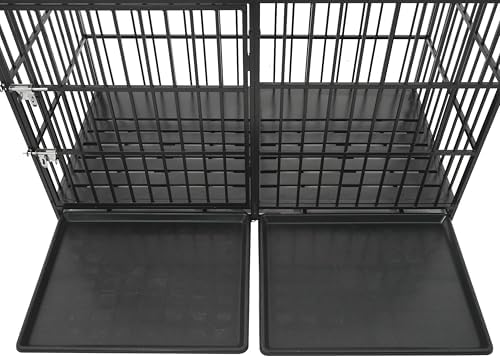 60 Inch Heavy Duty Dog Crate Cage with Cushion, Indestructible Escape Proof Large Metal Dog Kennel Furniture for Small Medium Large Dogs, Indoor High Anxiety Pets Crate with 2 Door and Removable Tray