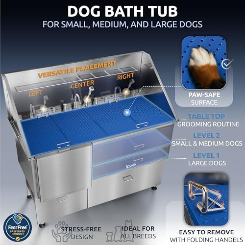 KANIS Professional Dog Washing Station 304 Stainless Steel Pet Wash Sink