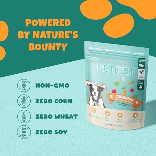 Petipet Calming Chews for Dogs, Melatonin, Chamomile, Small