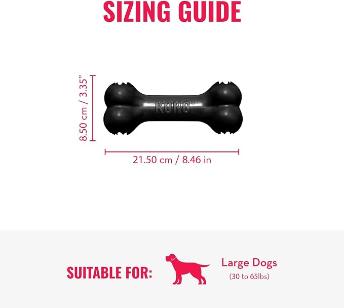 KONG Extreme Goodie Bone, Durable Natural Rubber, Black, for Large Dogs | Made from KONG's Most Durable Natural Rubber for Power Chewers, with Goodie Gripper Ends That Hold Treats