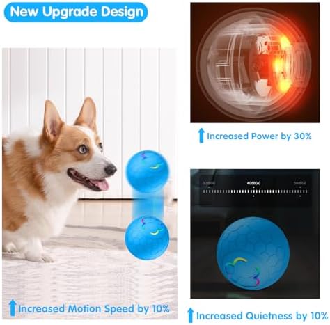 Interactive Dog Ball - 2.2" Durable Motion Activated Pet Bounce Ball for Puppy/Small/Medium Dogs, USB Rechargeable