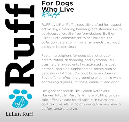 Ruff by Lillian Ruff Sandalwood Coconut Oatmeal Conditioner for Dogs – Moisturize & Soothe Dry Itchy Skin, Promote Healthy Coat, Tear-Free, Sulfate-Free, Paraben-Free, Made in USA (Gallon with Pump)