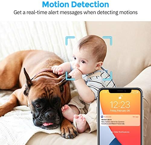 Hugolog Security Cameras for Home Security, WiFi Camera 1080P, Indoor Cameras with Motion Detection, Compatible with Alexa,2-Way Audio, USA Cloud Storage & SD Slot