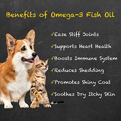 Omega-3 Fish Oil for Dogs & Cats – 2-Pack (16 fl oz Each) High-Potency Wild-Caught Fish Oil with 800 mg EPA + 525 mg DHA per Teaspoon, Supports Skin & Coat and Joint Health Supplement
