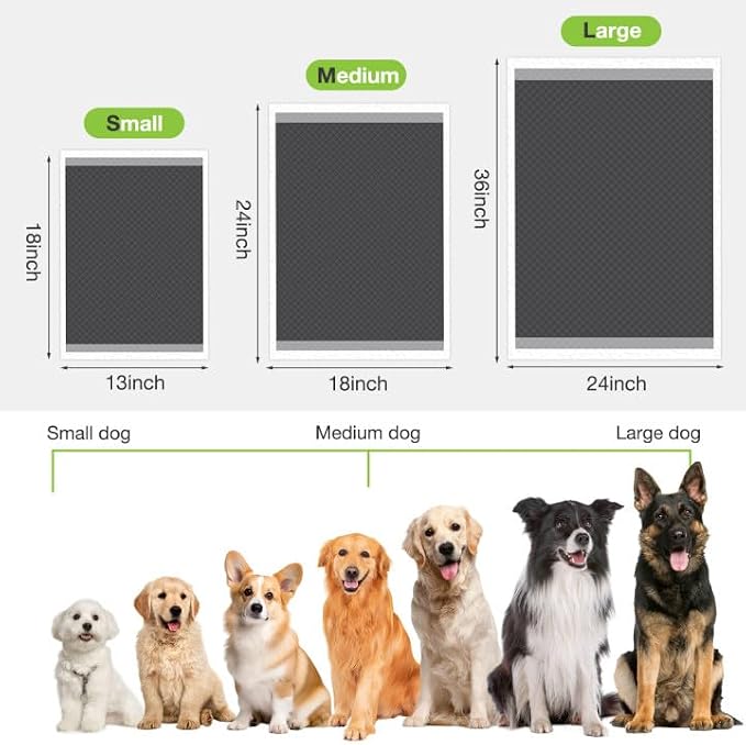Jollywoods Disposable Dog Pee Pads, 13" x 18" Odor-Control Bamboo Charcoal Fiber Puppy Pads, Super Absorbent & Leak Proof Pet Training Pads, Quick Dry for Dogs, Cats and Rabbits - 50 Counts