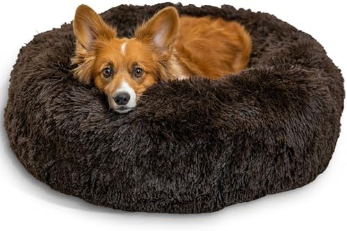 Best Friends by Sheri Calming Donut Dog Bed, Medium, Dark Brown, 30"x30"