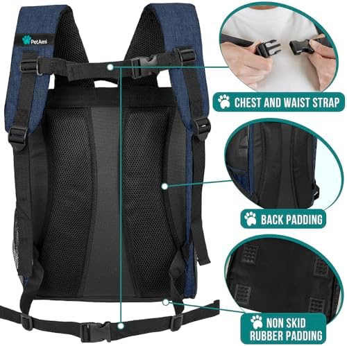 PetAmi Dog Backpack Carrier, Airline Approved, Navy