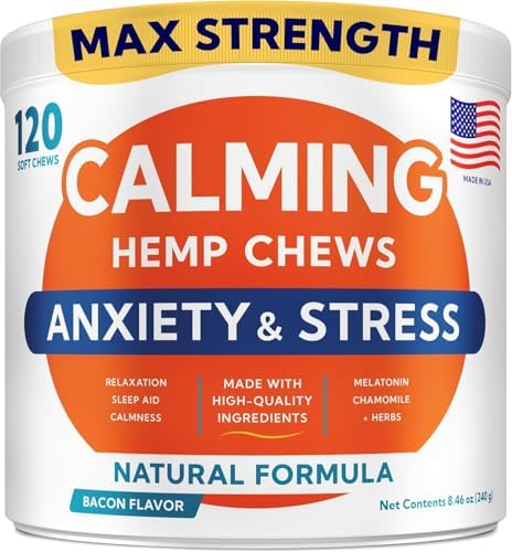Advanced Calming Chews for Dogs, Hemp, Melatonin, 120-Pack, 120Ct