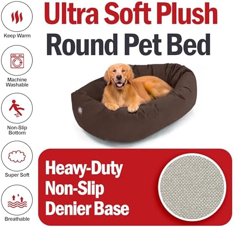 Majestic Pet Suede Calming Dog Bed, 40 Inch Large, Washable, Chocolate