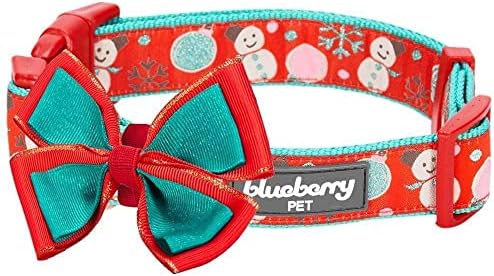 Blueberry Pet “Moments of Excitement” Snowman Bowtie Dog Collar, Small, Adjustable 12"-16" Neck