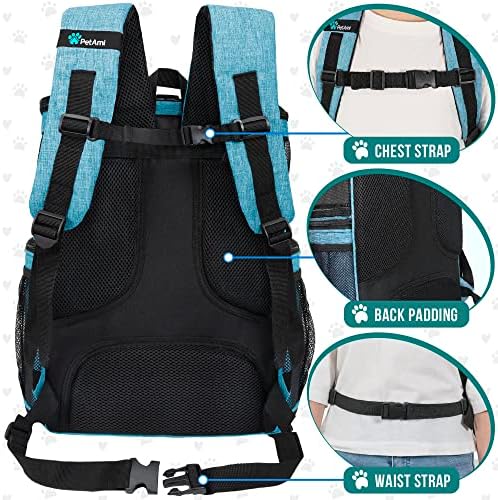 PetAmi Dog Backpack Carrier, Airline Approved, 4-Way Entry, Teal