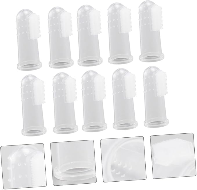 POPETPOP 20pcs Finger Toothbrush Kit for Dogs Cats Boys and Girls Bristles Plaque Removal Pet Teeth Cleaning Tools Silicone Oral Cleaning Tools