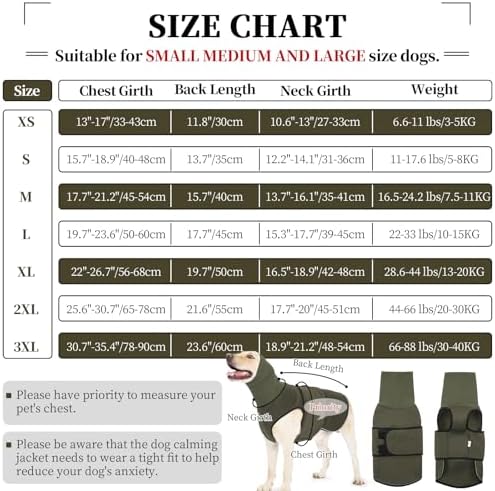 ROZKITCH Dog Anxiety Vest Hoodie with Head Cover, Jacket for Noise Block & Ear Protection, Calming Coat for Travel & Vet Visits ArmyGreen S