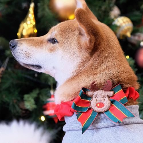 Blueberry Pet Christmas Reindeer Dog Collar Cover, Festival Fever Holiday Decorative Sleeve for Small, Medium & Large Dog Collars