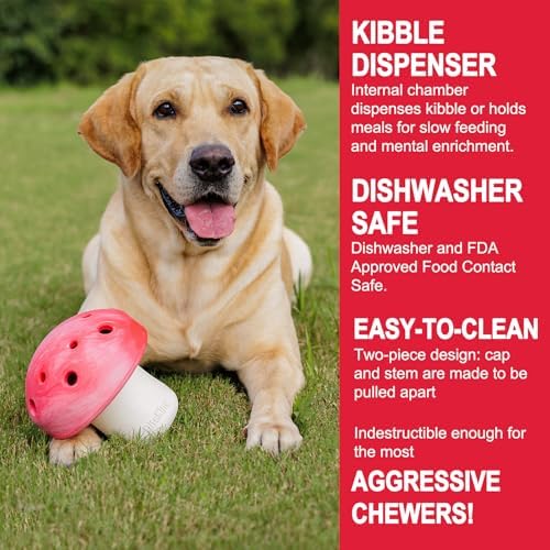 Natural Rubber Dog Enrichment Toys for Large Dogs, Slow Feeder to Keep Them Busy - Lifetime Replacement - Durable Treat Dispensing Dog Puzzle Toys for Large Breed