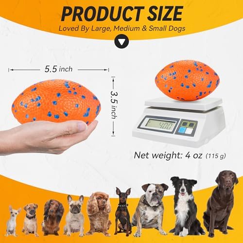 FUSOTO Dog Football Toy, 5.5in, Orange