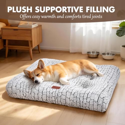 Dog Bed Crate Pad for Small Dogs 24"x18" White