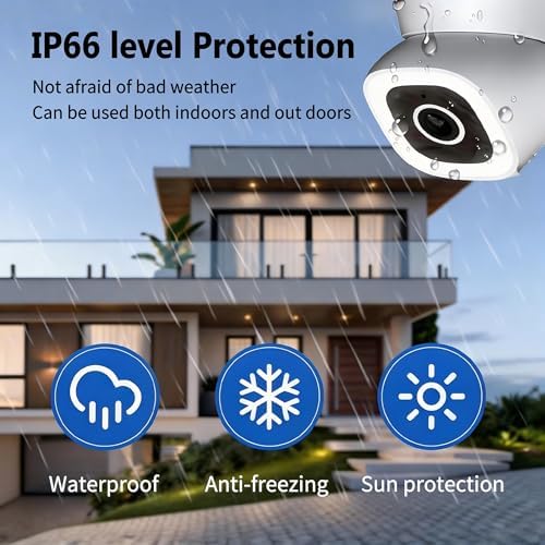 Smart Indoor/Outdoor WiFi Home Security Camera 2K 3MP, Removable Magnetic Head, 360° Adjustable Webcam/Monitor w/ Full-color Night Vision & Phone App Alerts, IP66-rated Waterproof, 2 Way Audio