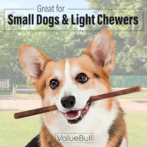 ValueBull Beef Collagen Sticks for Small Dogs, 12 Inch Thin Chew, 75 Count