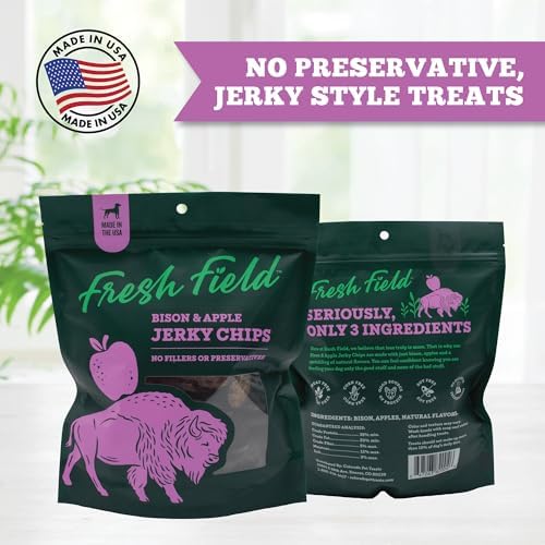 Fresh Field Bison & Apple Jerky Chips, 5 oz – All-Natural Dog Treats, USA Made, No Fillers, Perfect for Picky Pets (Pack of 2)