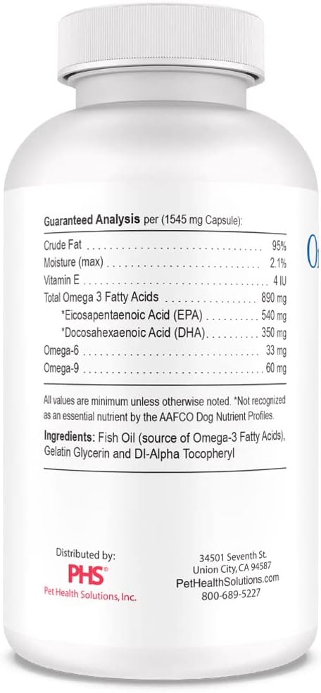 Omega-Caps HP Fish Oil for Dogs | High Potency EPA & DHA Omega-3 Supplement | Supports Skin, Coat, Joint, Heart & Immune Health | Snip Tip Capsules | Medium & Large Dogs | 250 Count