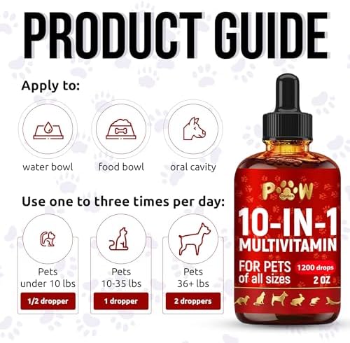 Liquid Multivitamin for Dogs with Glucosamine – Help with Allergies & UTIs – Dog Vitamins and Supplements – Cat Multivitamin for Hips & Joints – B, C & D3 for Coat Shining & Digestion – 2 oz