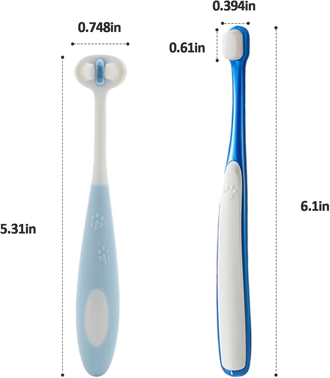 Dog Toothbrush Set that Makes Brushing Easy | Finger Toothbrush & Long-Handle Brush for Dogs & Cats | BPA-Free Silicone Bristles | Pet Dental Care & Teeth Cleaning