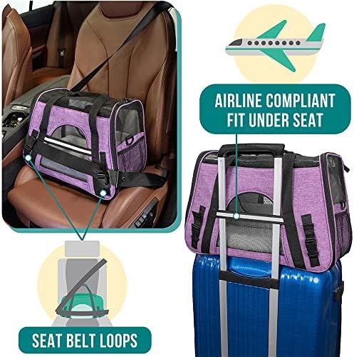 PetAmi Airline Approved Pet Carrier, Cats & Small Dogs, Small, Heather Purple