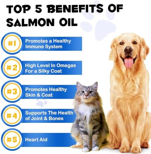 Alaskan Salmon Oil for Dogs & Cats (250ml/8.8 oz) - Pure Omega 3 Fish Oil