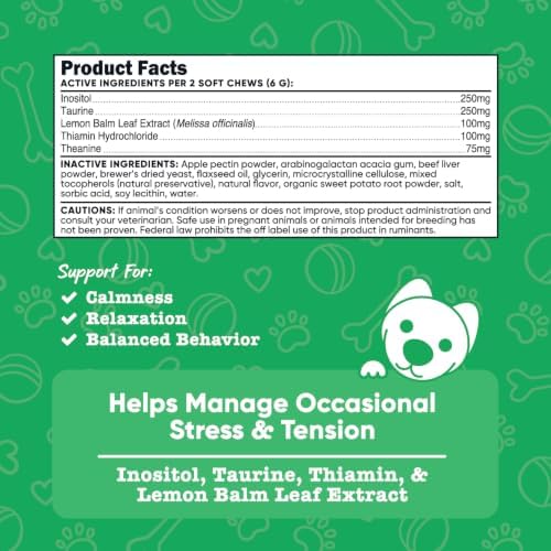 Nutricost Pets Calming Support Soft Chews for Dogs (Beef Flavored) 60 Count, 60-Pack, 60 Count
