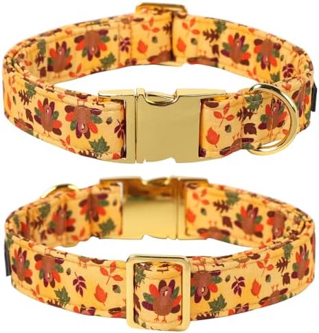 Lionet Paws Thanksgiving Day Dog Collar with Bowtie, Dogs Bowtie Collar with Metal Buckle for Dogs, Adjustable Comfortable Turkey Dog Collars Girl Boy, L, Neck 16-24 in