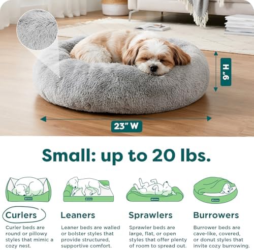 FurHaven Calming Donut Dog Bed, 23", Small, Mist Gray