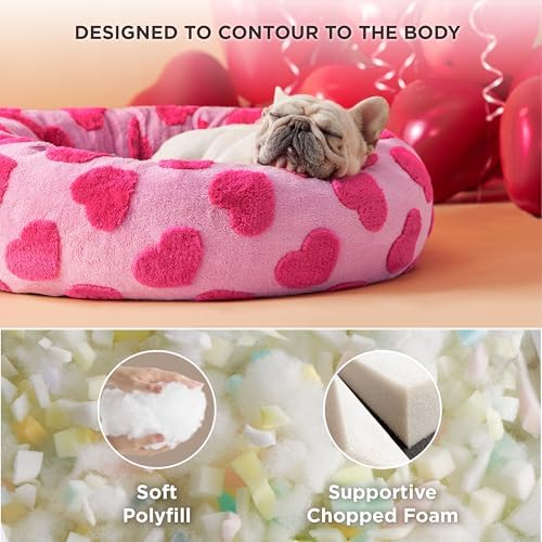 LE SURE Shown on TV Jacquard Donut Dog Beds Medium,Lover Hearts 30x30x8in