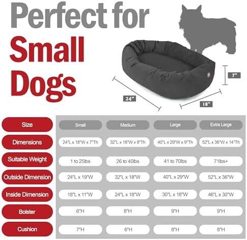 Majestic Pet Suede Calming Dog Bed, 24 Inch Small, Washable, Gray