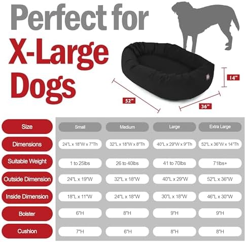 Majestic Pet Suede Calming Dog Bed, 52 Inch X-Large, Washable, Black