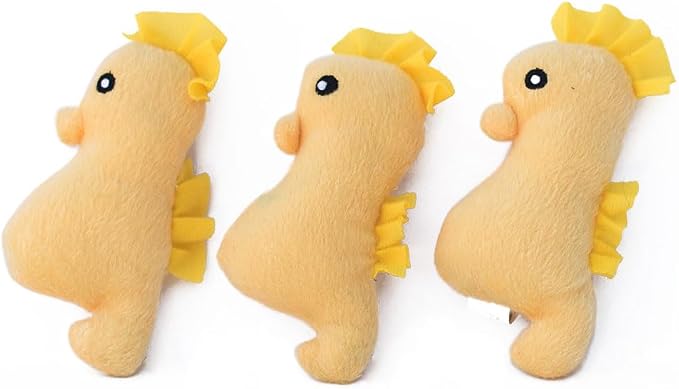 ZippyPaws - Sea Buddies Burrow, Interactive Squeaky Hide and Seek Plush Dog Toy - Seahorse Miniz, 3 Pack