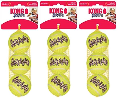 Kong Squeakair Dog Toy Tennis Ball - Medium, x 9