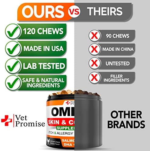 Omega 3 for Dogs - Fish Oil for Dogs Chews - Skin and Coat Supplement