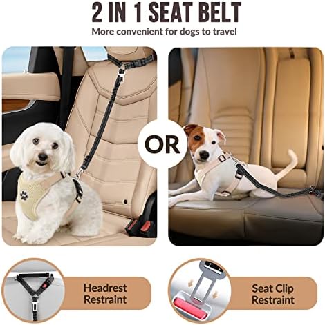 SlowTon Dog Car Seat Belt - 2-Pack with Bungee
