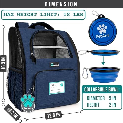 PetAmi Dog Backpack Carrier, Airline Approved, Navy