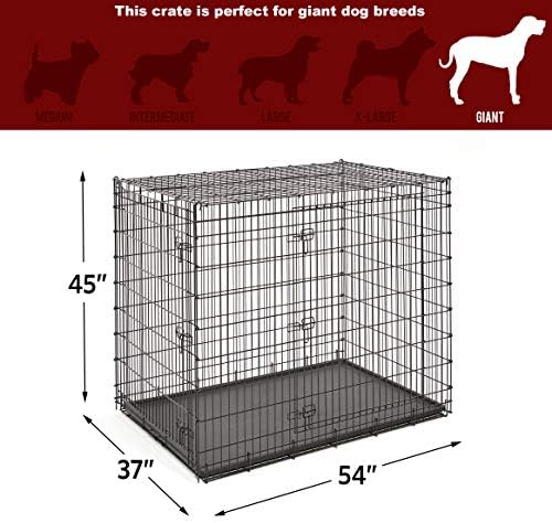 Solutions by Midwest 54-Inch Double Door Crate, Giant Breed Dogs, 100+ lbs