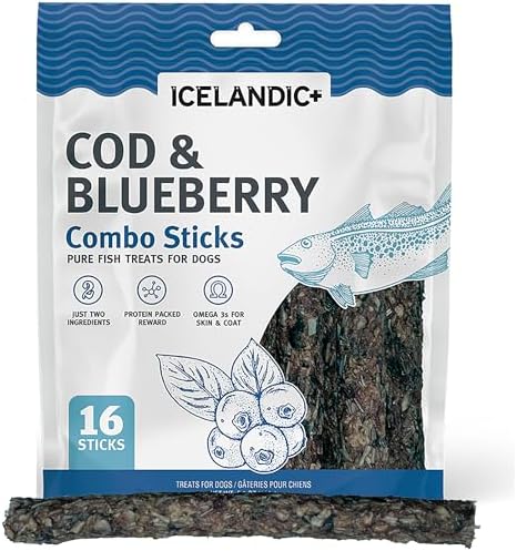 Icelandic+ Cod & Blueberry Combo Sticks - 16ct, 5.1oz Pure Dog Treats