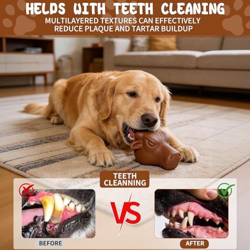 Tough Treat Dispensing Dog Toys for Aggressive Chewers | Natural Rubber, Treat Dispensing, Medium Large Dogs, Interactive Slow Feeder Puzzle, Dishwasher Safe